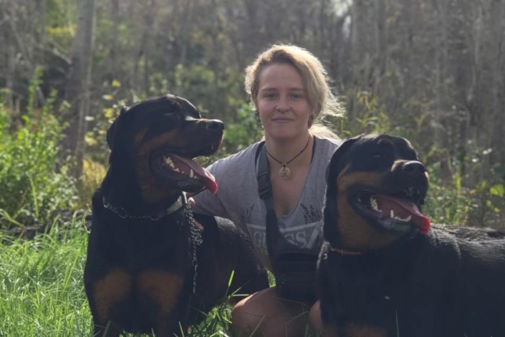 Amber with the dogs